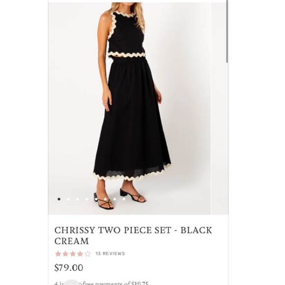 Chrissy Two Piece Set - Black and Cream - Picture 1 of 3